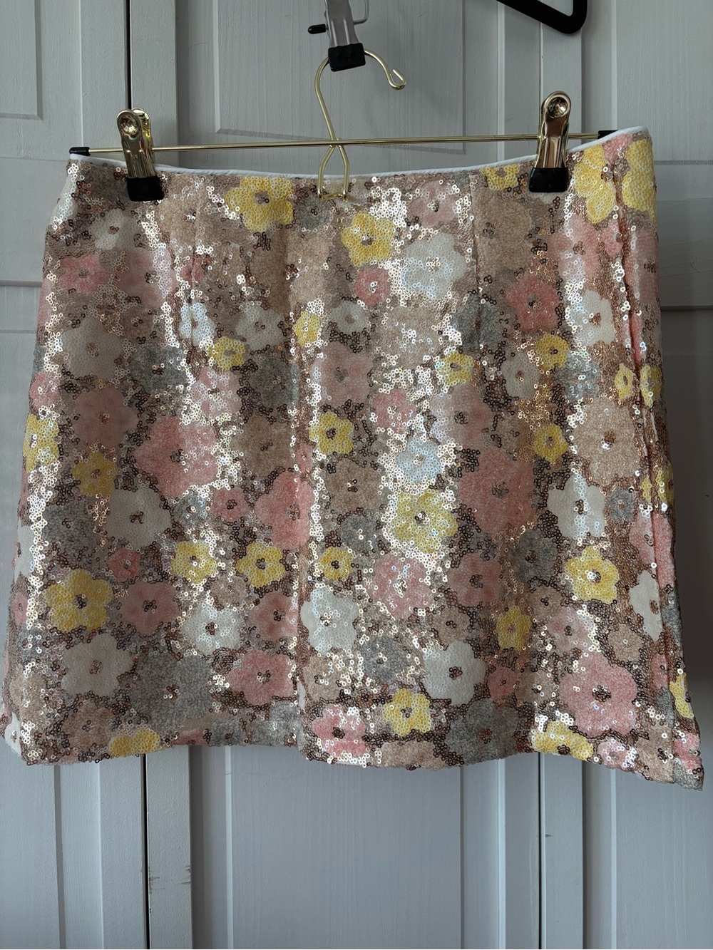 Sequin Floral Mini Skirt - Pink, Yellow & White